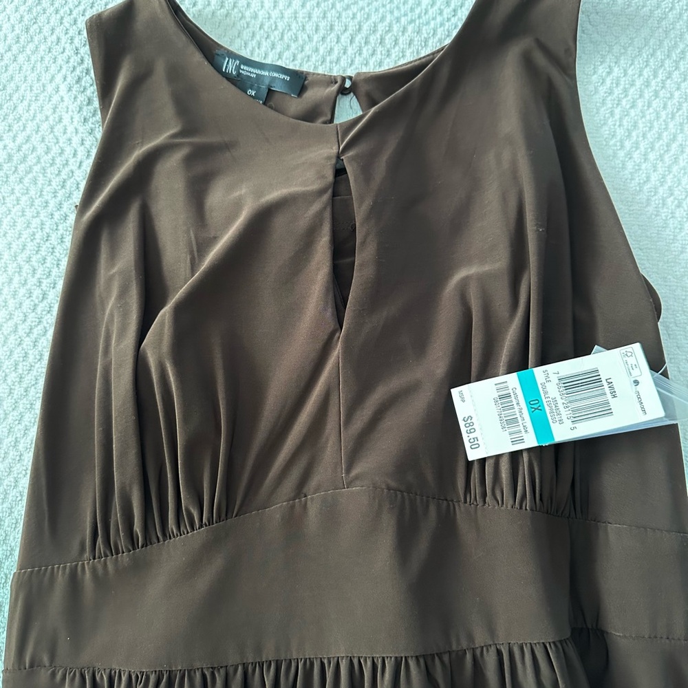 INC Brown Sleeveless Floor Length Dress Perfect for Summer